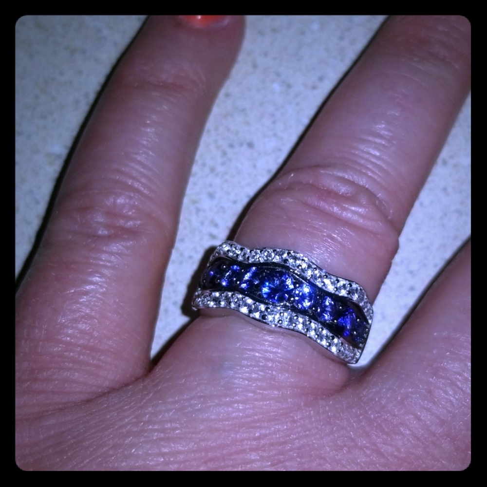 Suzy Levian Sapphire Anniversary Ring